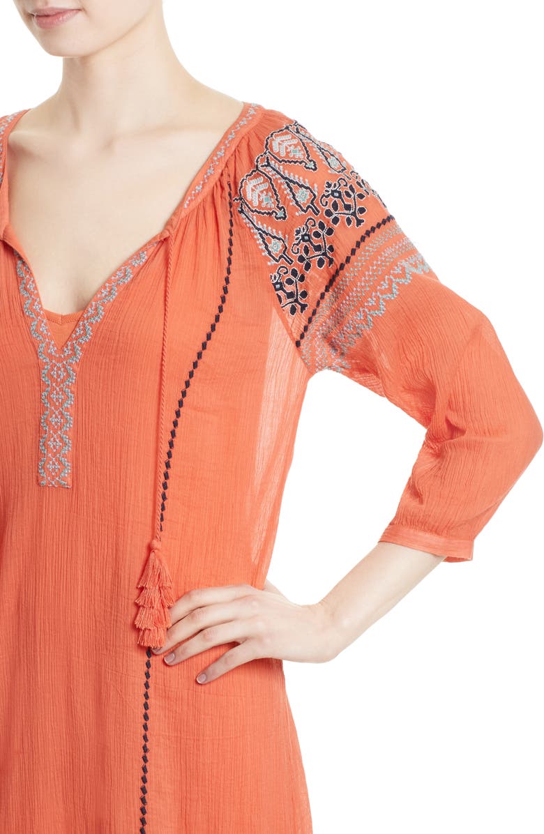 Joie Nieva Embroidered Cotton Shift Dress, Alternate, color,