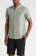 RVCA That'll Do Slim Fit Solid Short Sleeve Cotton Button-Down Shirt