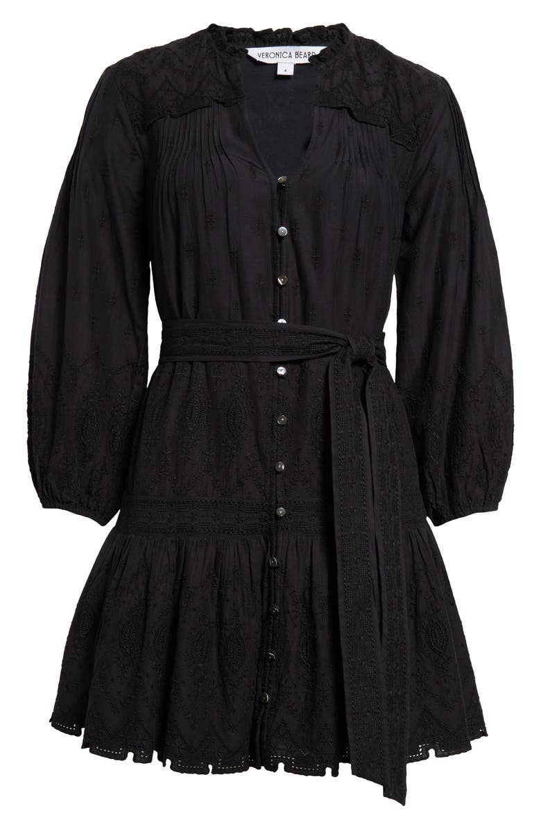 Veronica Beard Chrisjen Embroidered Cotton Minidress, Alternate, color, Black