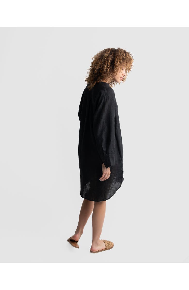 World of Crow Plus Easy fit Black Linen Tunic, Alternate, color, 