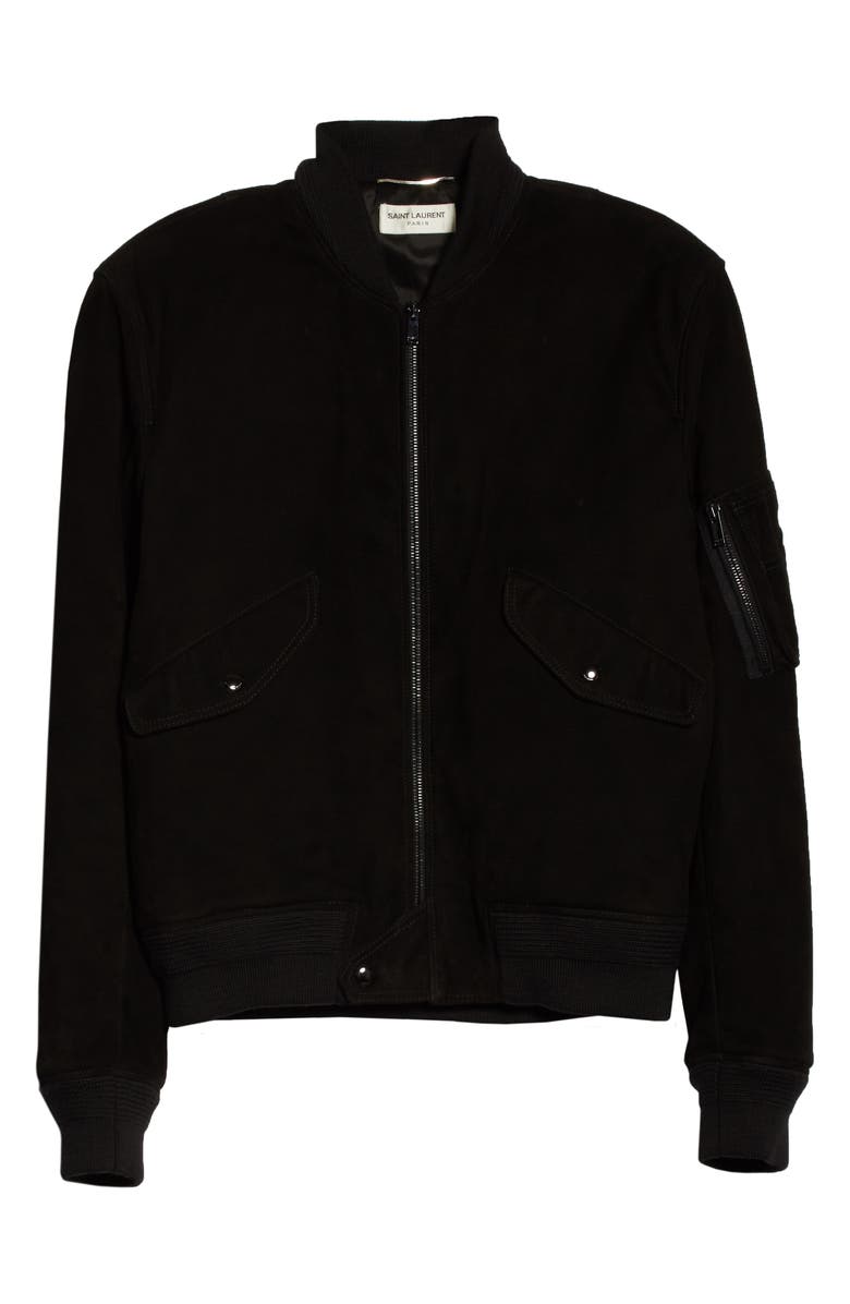 Saint Laurent Suede Bomber Jacket, Alternate, color,