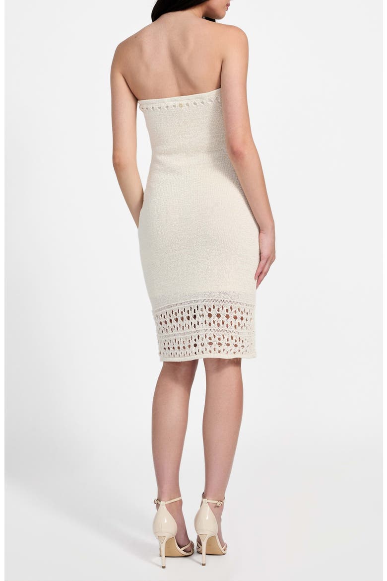 Leah Open Stitch Strapless Organic Cotton Blend Dress, Alternate, color, DOVE WHITE