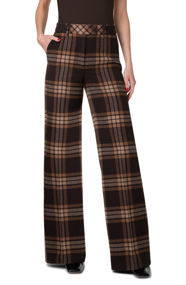 Akris Fior Plaid Wool Flannel Pants, Main, color,