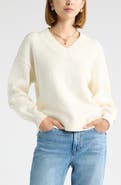 Open Edit Relaxed V-Neck Sweater