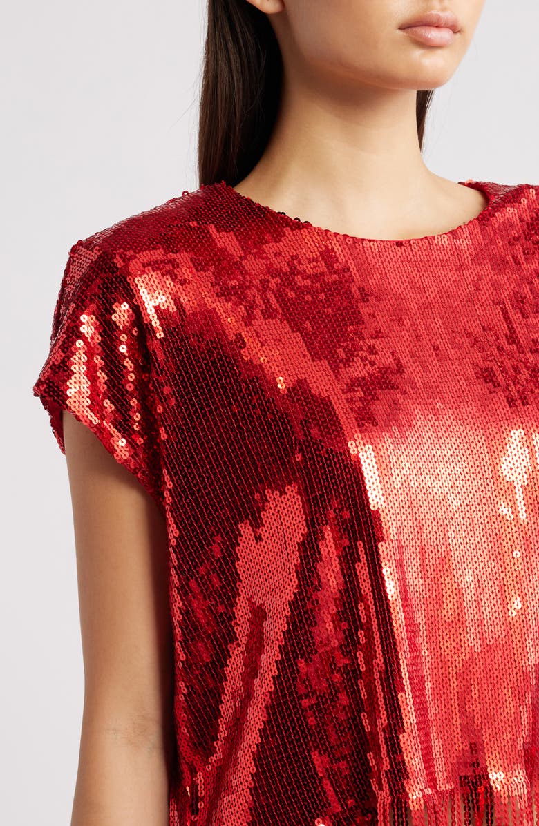 ICHI Ihmollia Sequin Top, Alternate, color, Red