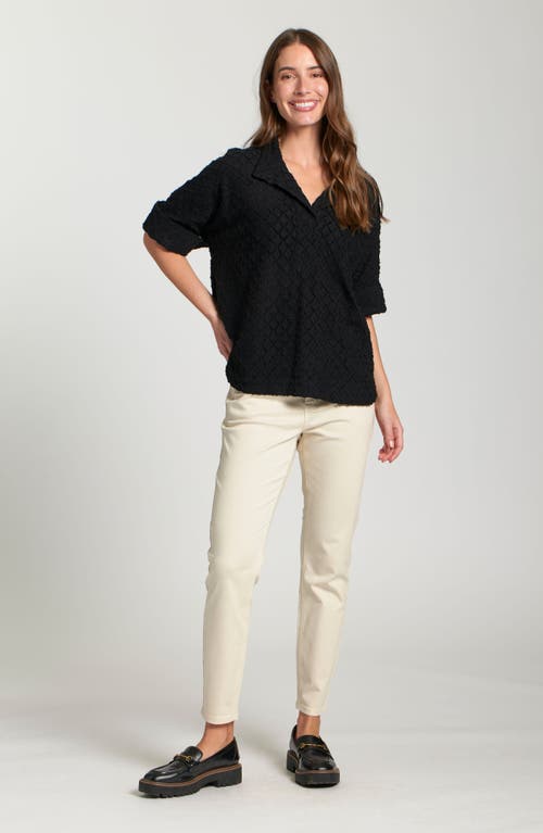 Apny Texture High/low Knit Top In Black