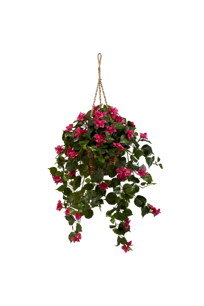 Bougainvillea Artificial Hanging Basket, Main, color, Green/Pink