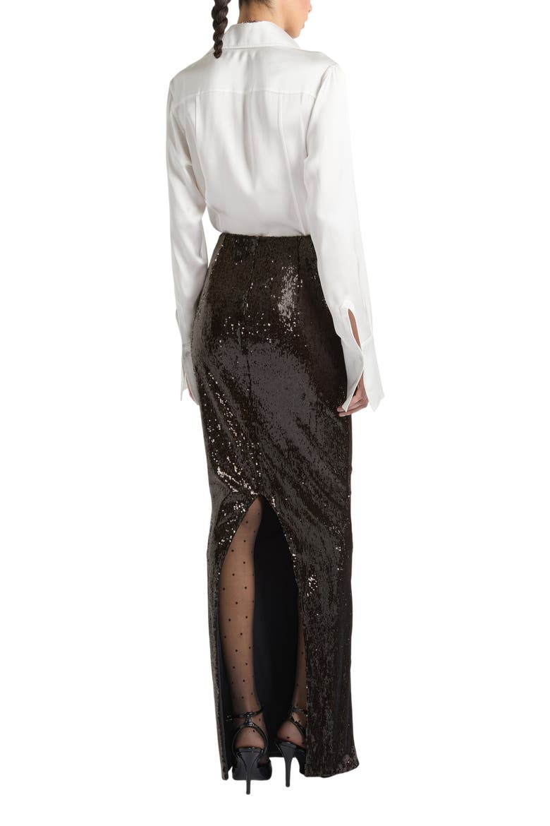 Sequinned Long Skirt, Alternate, color, Green