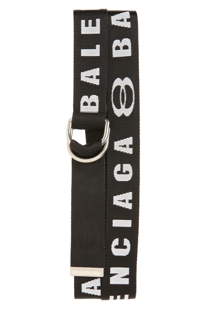 Logo D-Ring Belt, Main, color, BLACK/ WHITE