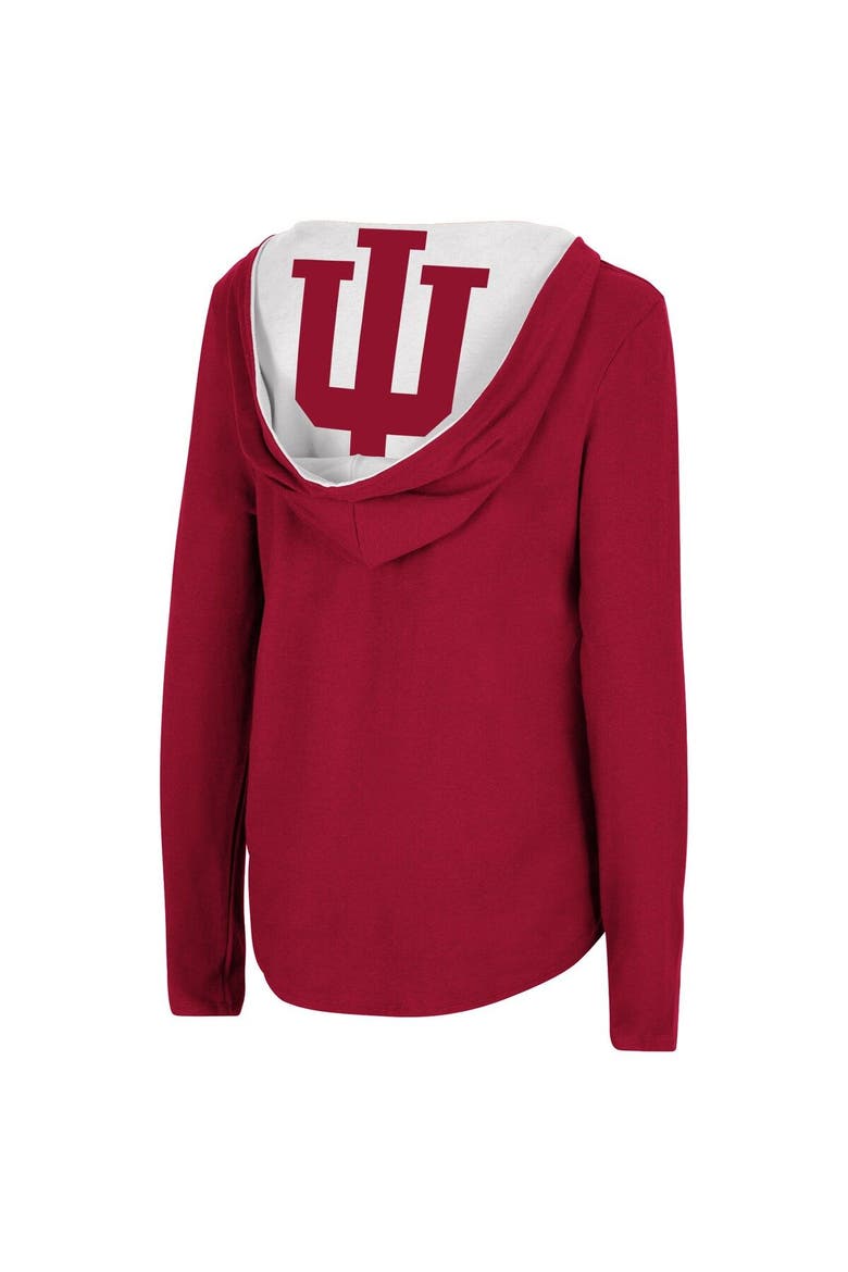Women's Colosseum Crimson Indiana Hoosiers Catalina Hoodie Long Sleeve T-Shirt, Alternate, color, Crimson