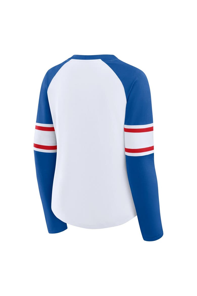 Women's Fanatics White/Royal Buffalo Bills Redzone Blitz Package Raglan Lace-Up V-Neck Long Sleeve T-Shirt, Alternate, color, White