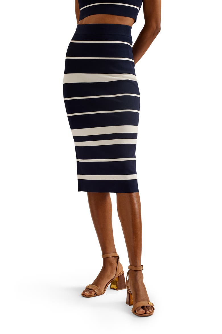 Emiliha Stripe Sweater Skirt, Main, color, NAVY