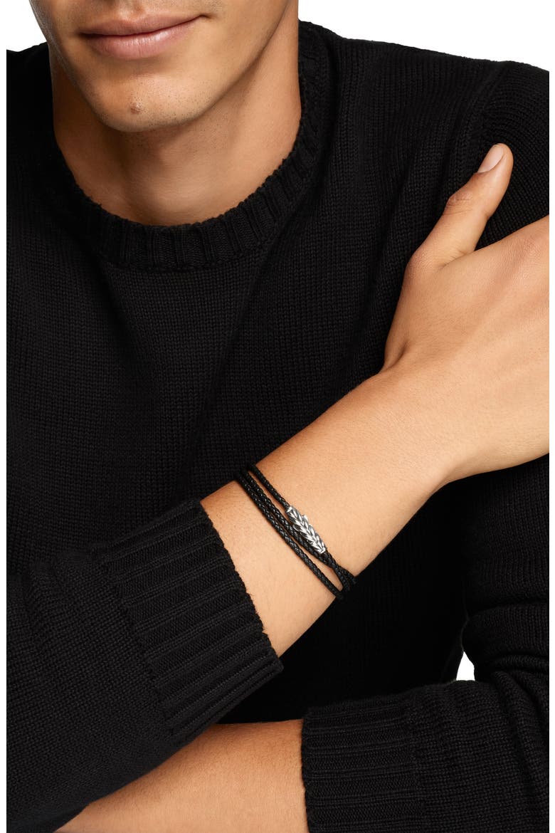 Sterling Silver Leather Bracelet, Alternate, color, SILVER