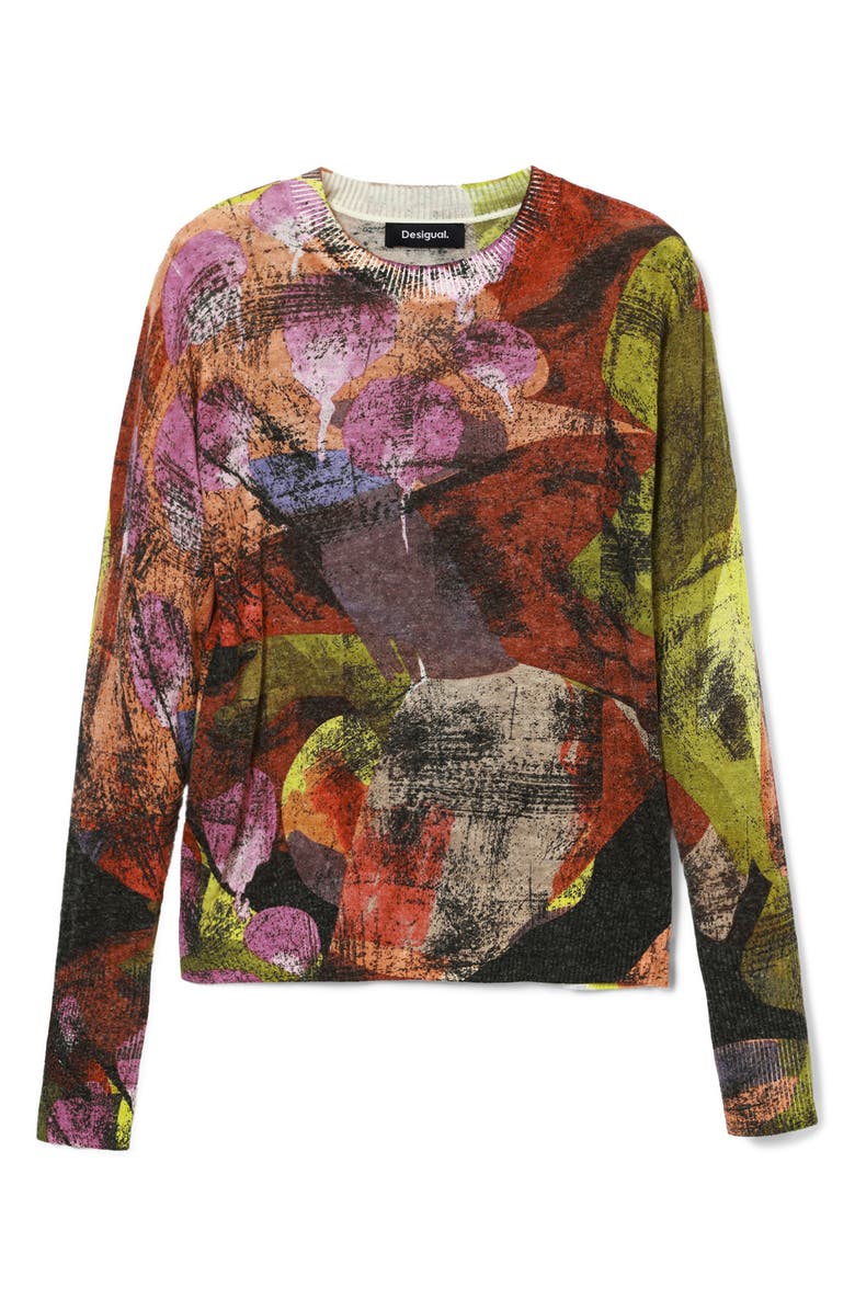 Desigual Jers Camo Petals Crop Sweatshirt, Alternate, color, 