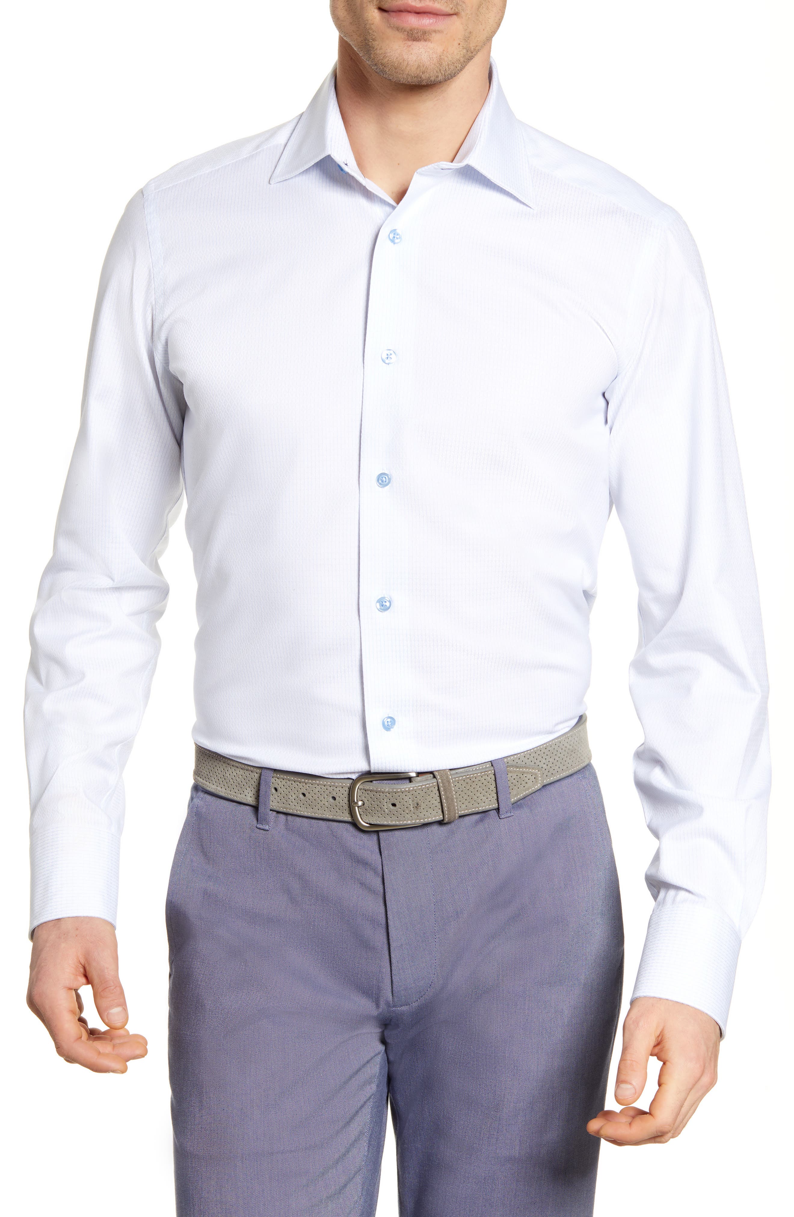 David Donahue Trim Fit Check Dress Shirt (Men) | Nordstromrack