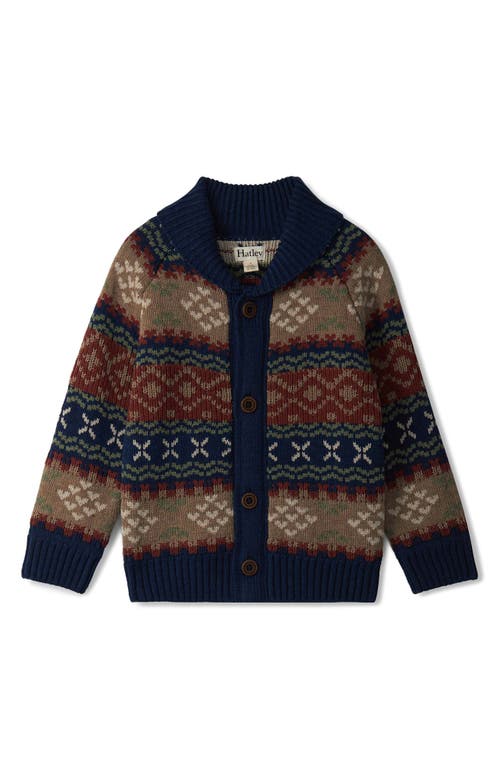 Hatley Kids' Fair Isle Cardigan in Ensign Blue 