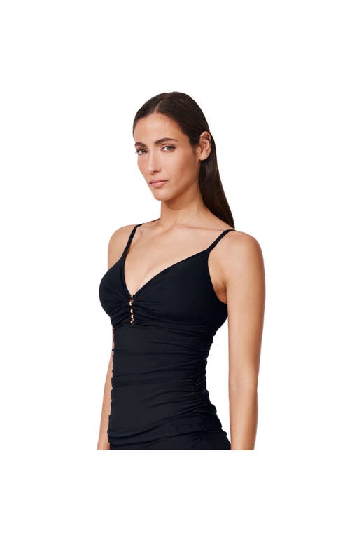 Profile by Gottex Tutti Frutti V-Neck Gold Beaded Tankini Top in Black at Nordstrom, Size 8
