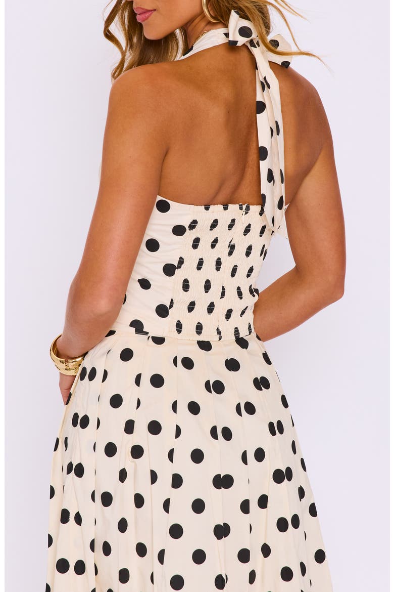 Cami Polka Dot Halter Top, Alternate, color, CREAM/ BLACK