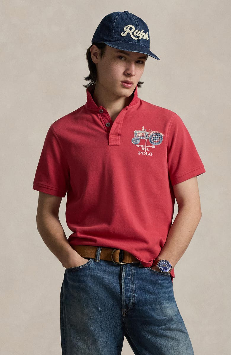 Polo Ralph Lauren Classic Fit Tractor Appliqué Polo, Alternate, color, Sunrise Red