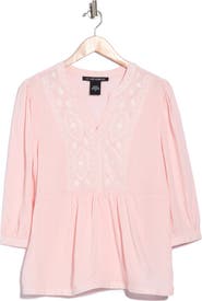 Forgotten Grace Embroidered Split Neck Top