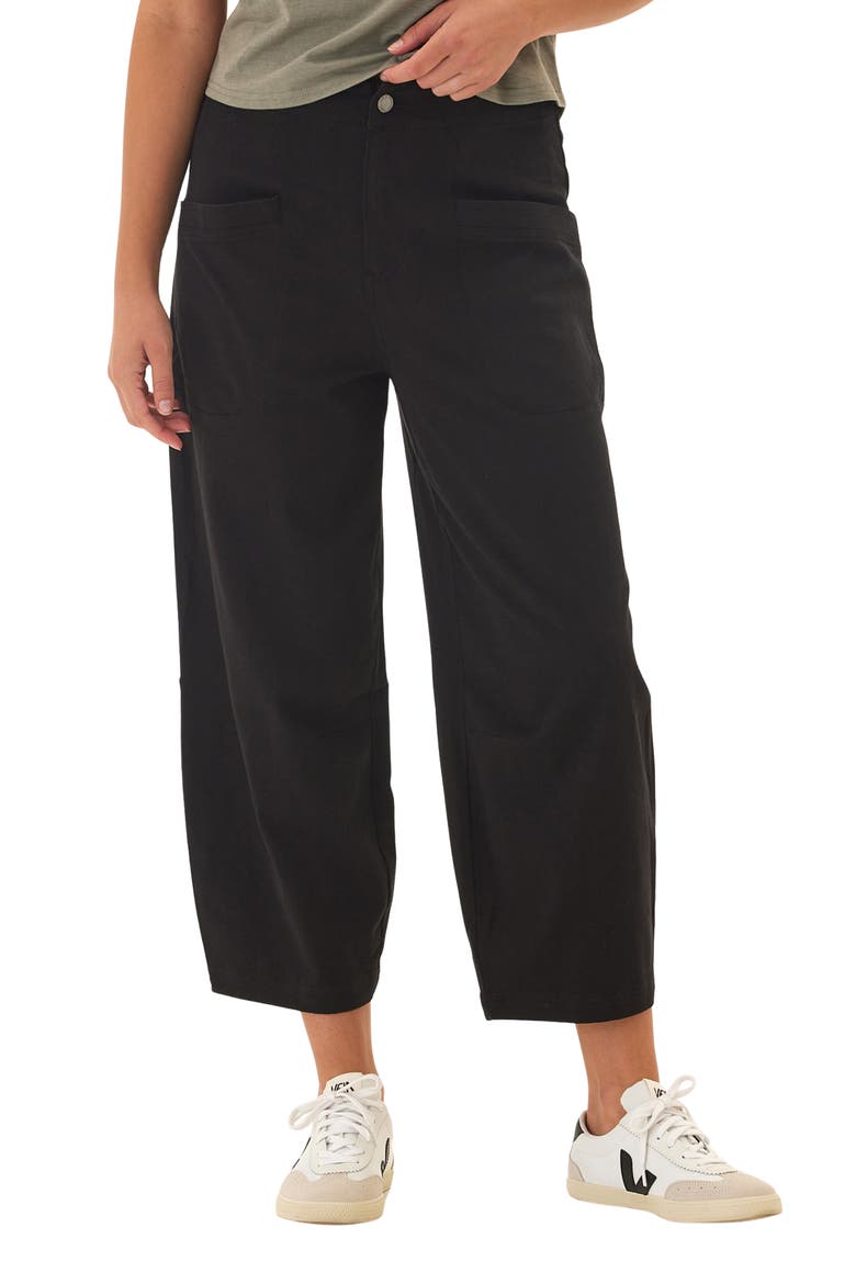 Lauren Crop Barrel Stretch Twill Pants, Main, color, BLACK