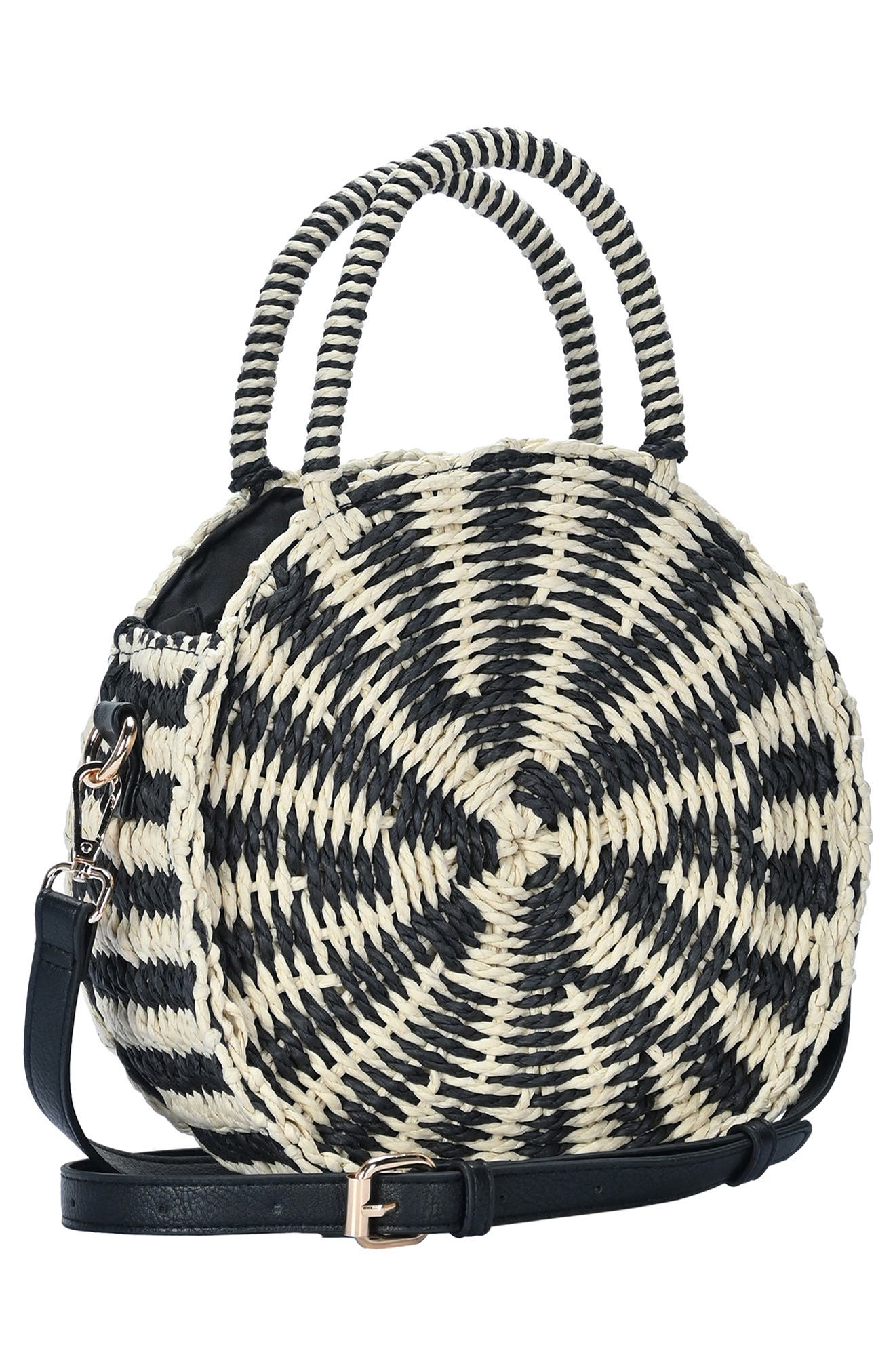 MMS Design Studio Rattan Canteen Crossbody Bag, Alternate, color, Black/ White