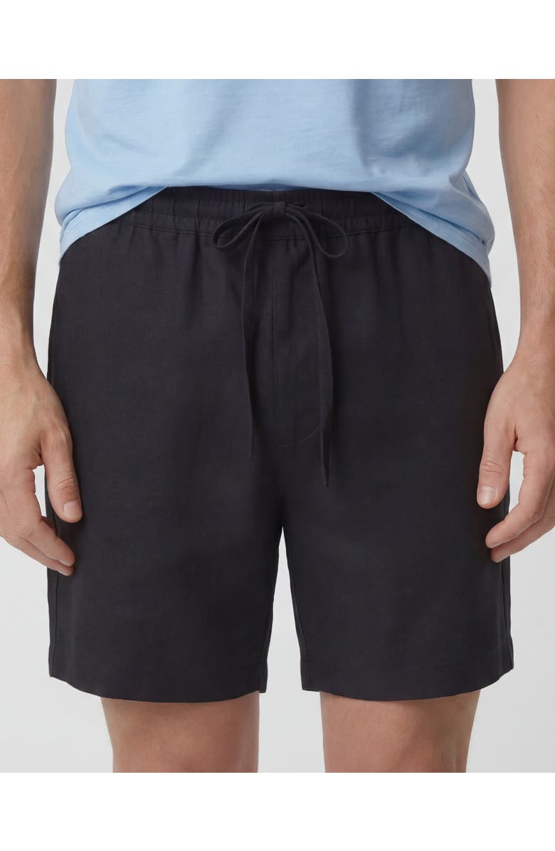 Lords of Harlech Solid Linen Drawstring Short, Alternate, color, Black