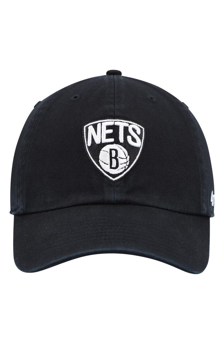 '47 Men's '47 Black Brooklyn Nets Team Clean Up Adjustable Hat, Alternate, color, Black