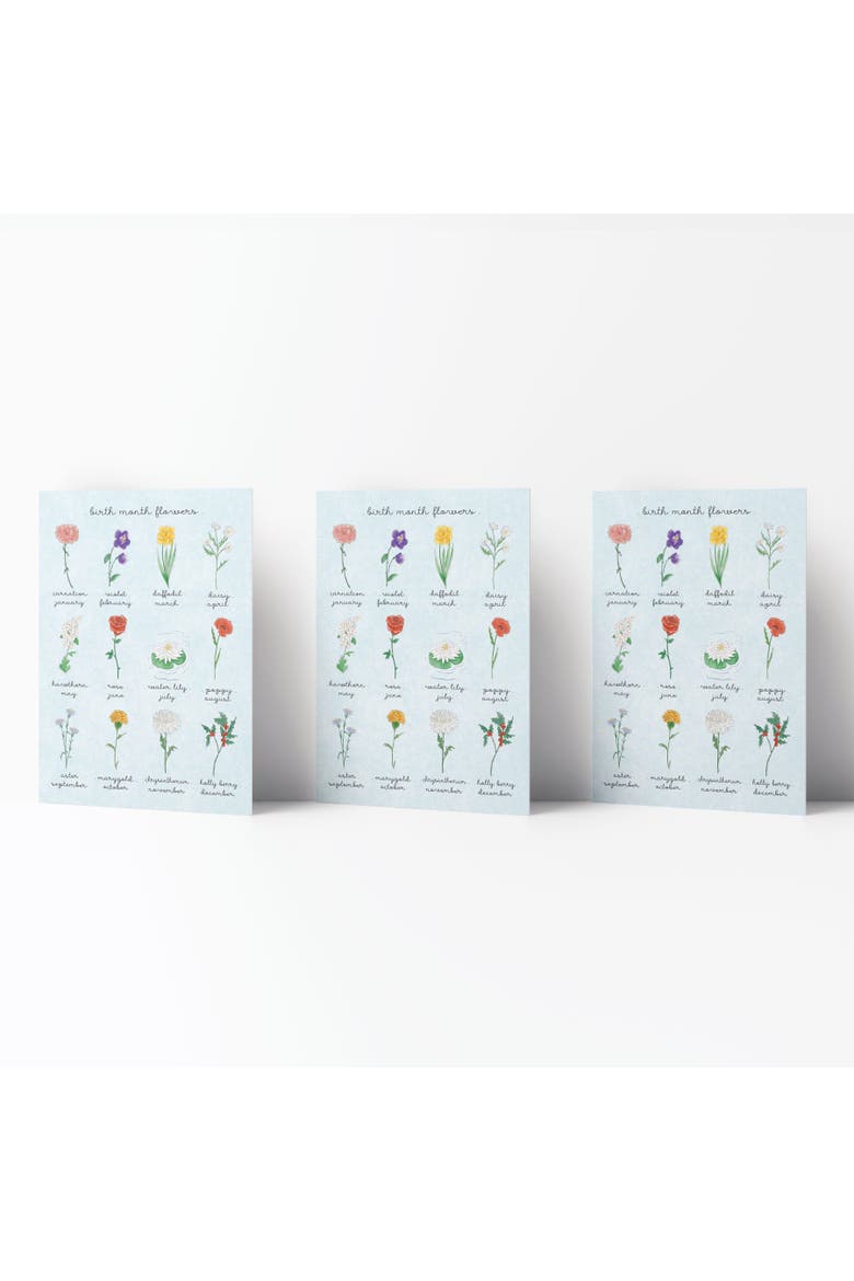 Birthday Greeting Card Pack (3ct) "Birth Month Flowers", Main, color, Multi-Pack