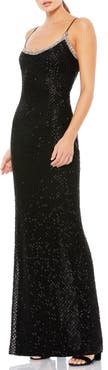 Mac Duggal Rhinestone Encrusted Scoop Neckline Beaded Gown