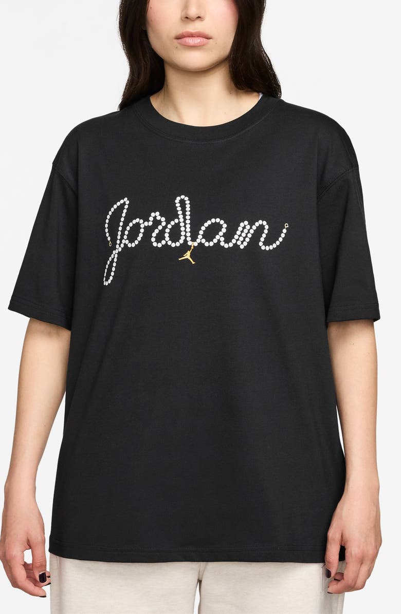 Jordan Logo Cotton Graphic T-Shirt, Main, color, Black/ White