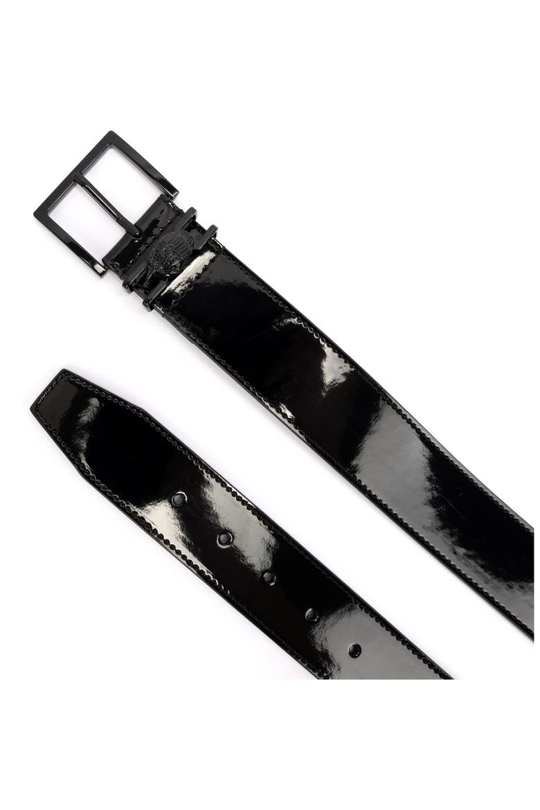 Shoreditch Patent Leather Belt, Alternate, color, BLACK/ SHINY POWDER COAT BLACK
