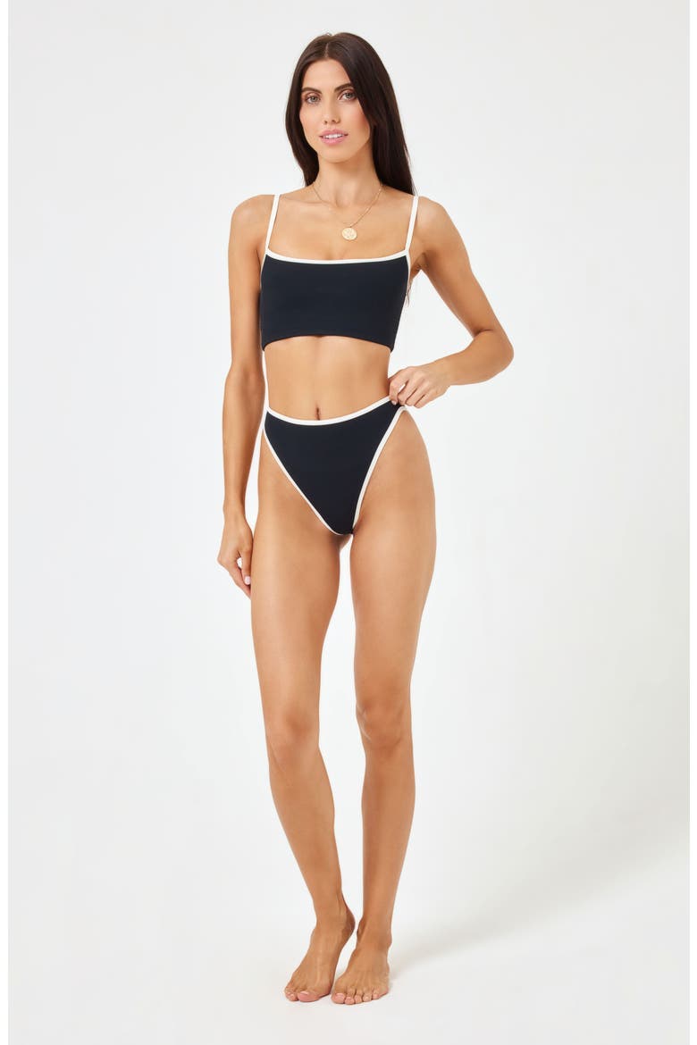 Nora Bitsy Bikini Bottoms, Alternate, color, BLACK/ CREAM