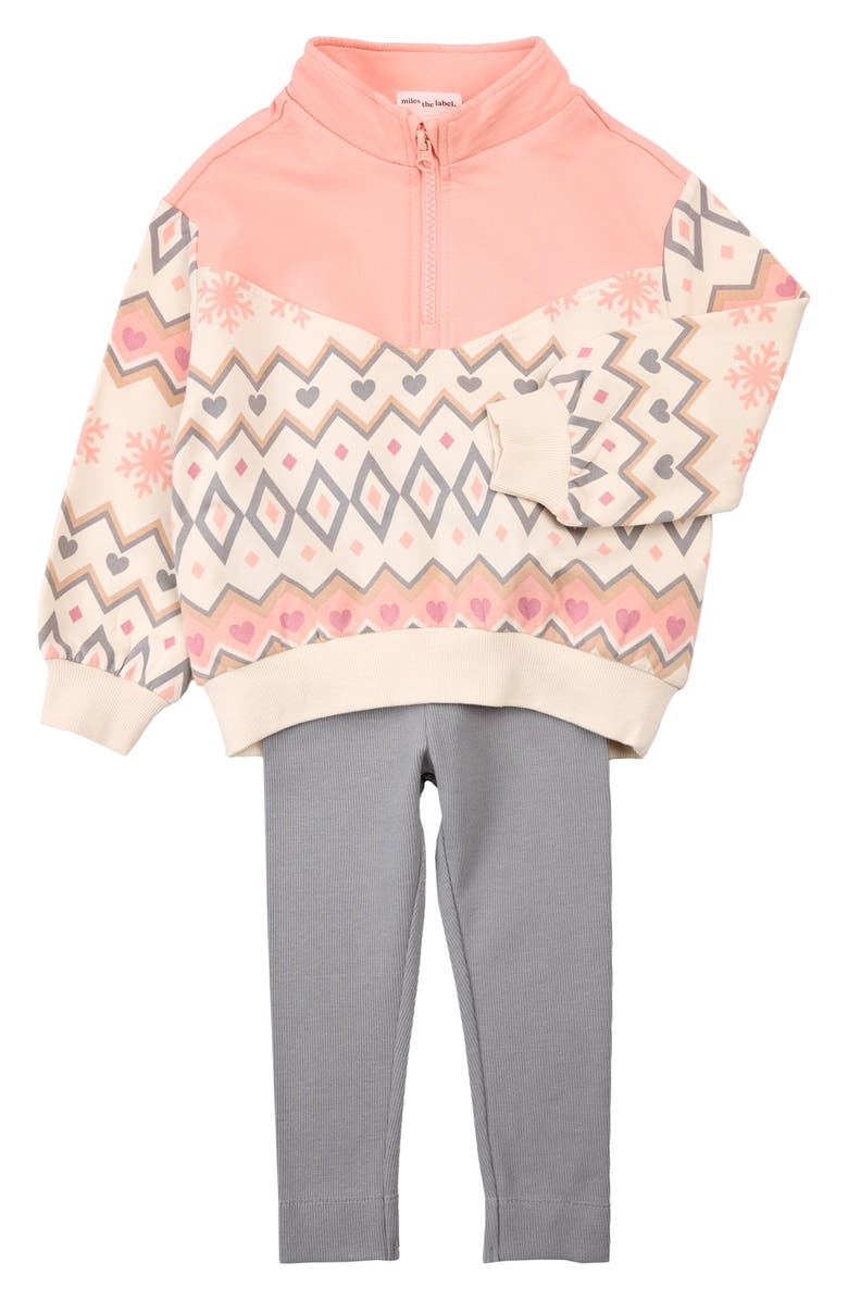 MILES BABY Half Zip Sweatshirt & Leggings Set, Main, color, Dark Grey