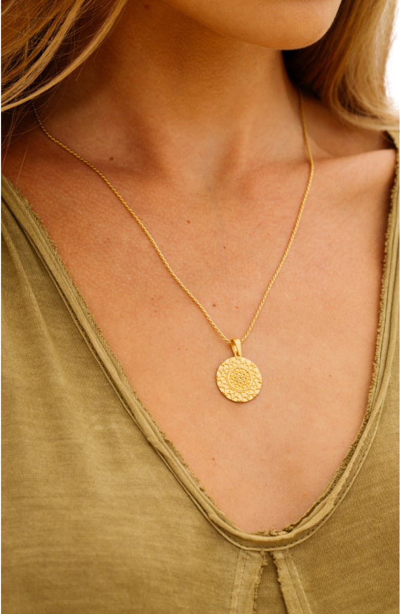 Mantra I Am Enough mandala necklace, Alternate, color, Original - Gold