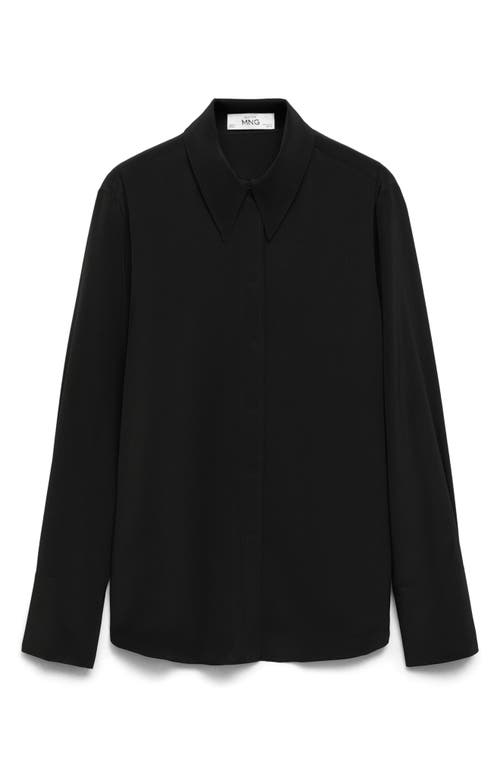 Mango Silk Button-up Shirt In Black