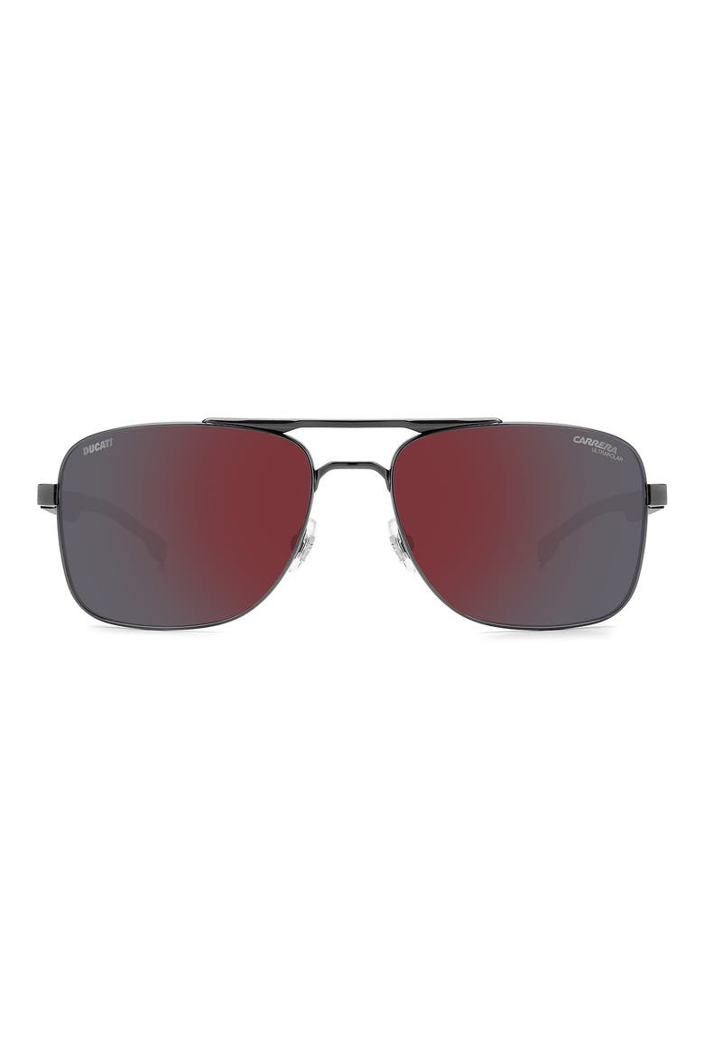 Carduc 022\/S 60mm Polarized Rectangular Sunglasses, Main, color, DARK RUTHENIUM BLACK