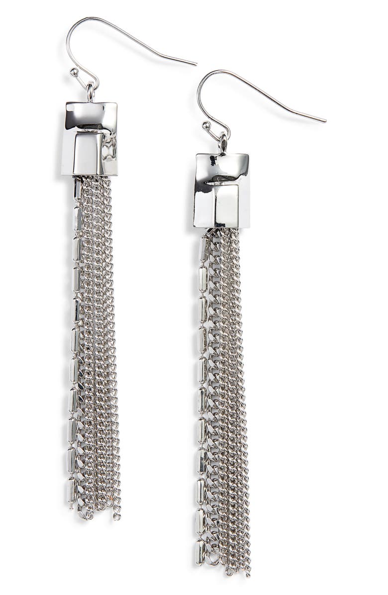 Vince Camuto Mix Chain Tassel Drop Earrings, Main, color, 