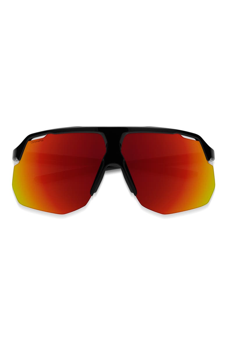 Motive 74mm ChromaPop™ Polarized Shield Sunglasses, Main, color, BLACK / CHROMAPOP RED