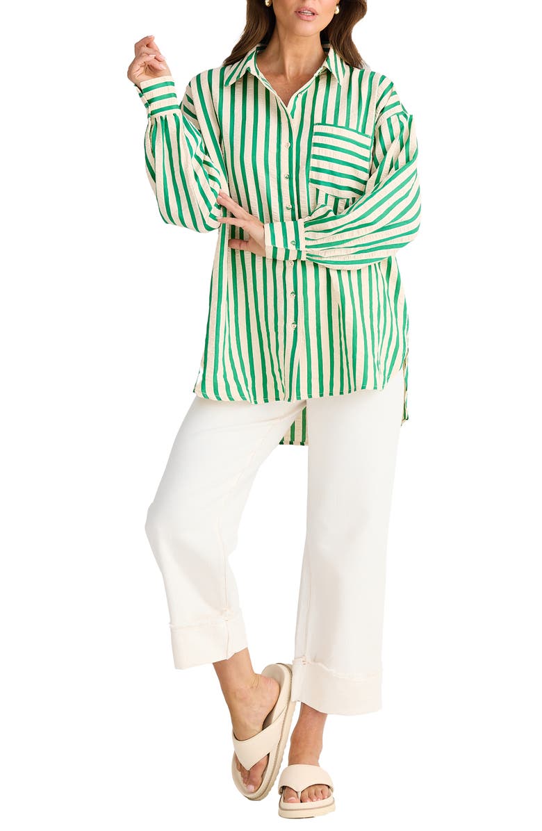 Brave+True Ezra Patch Pocket Stripe Shirt, Alternate, color, Jade Stripe