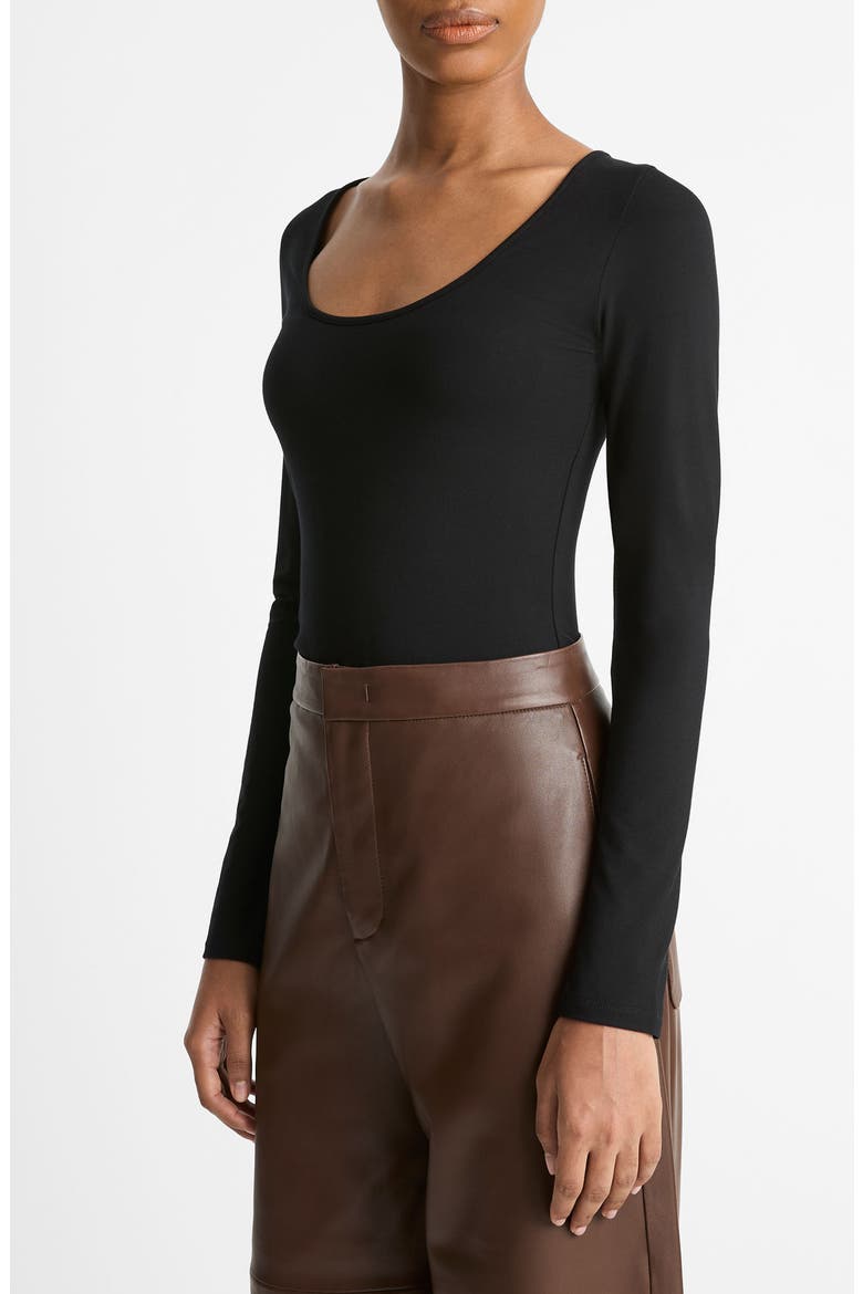 Scoop Neck Long Sleeve Top, Alternate, color, BLACK