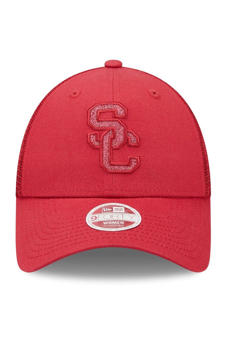 Women's New Era Cardinal USC Trojans 9FORTY Logo Spark Trucker Snapback Hat, Alternate, color, Cardinal