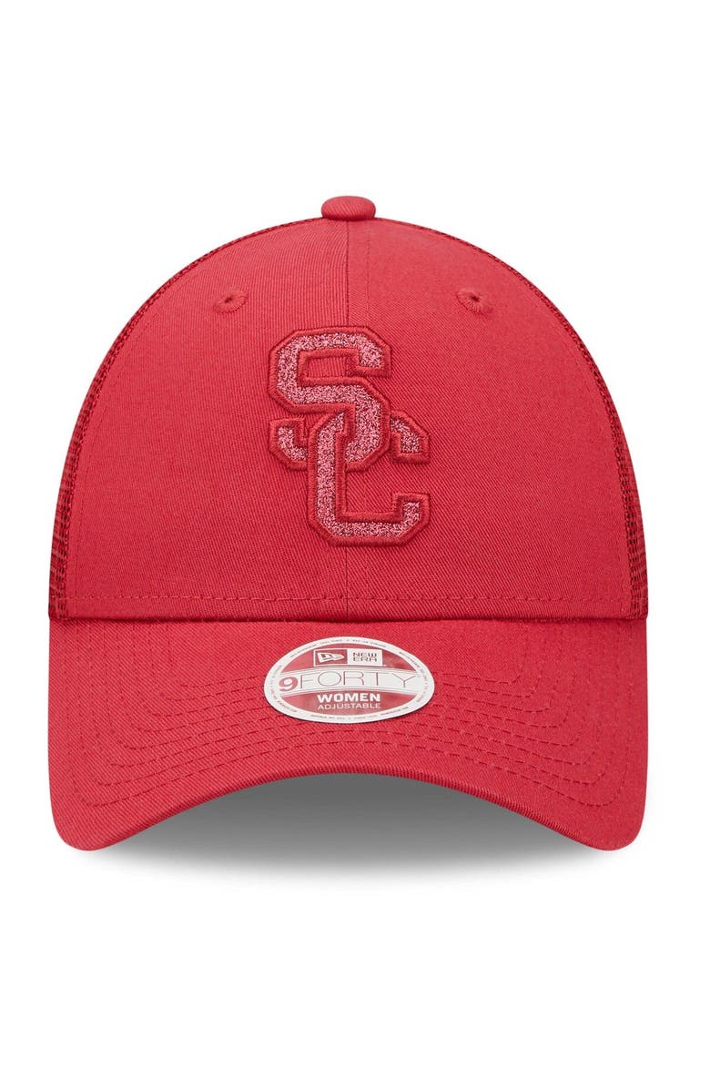 New Era Women's New Era Cardinal USC Trojans 9FORTY Logo Spark Trucker Snapback Hat, Alternate, color,