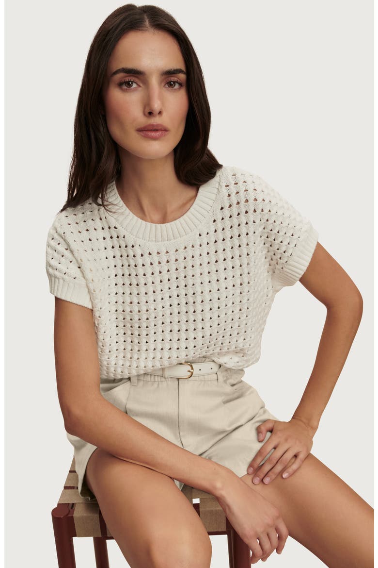 Denny Pointelle Knit Top, Alternate, color, SNOW WHITE