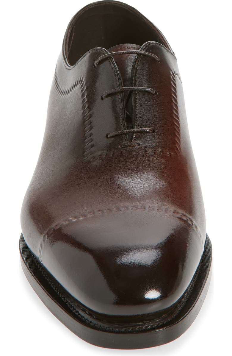 Santoni Zephyr Faux Cap Toe Wholecut Shoe, Alternate, color, Dark Brown-T60