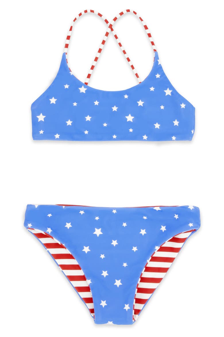 Kids' Waverly Reversible UPF 50+ Two-Piece Swimsuit, Alternate, color, TRUE RED