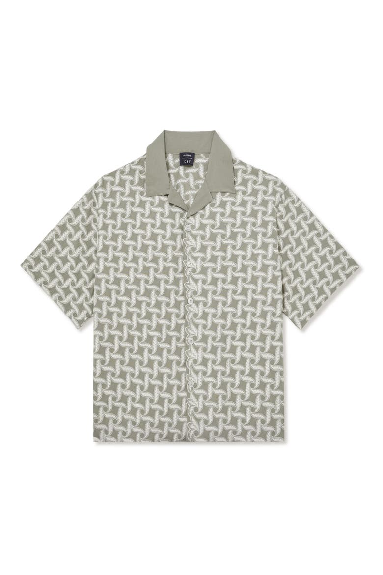 x Ché Palco Motif Embroidered Camp Shirt, Alternate, color, SAGE/ WHITE