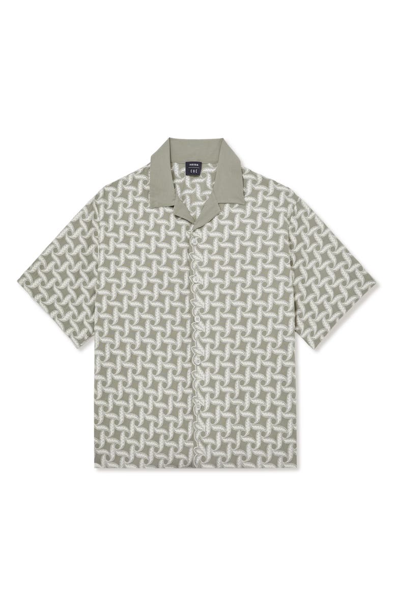 Reiss x Ché Palco Motif Embroidered Camp Shirt, Alternate, color, Sage/ White