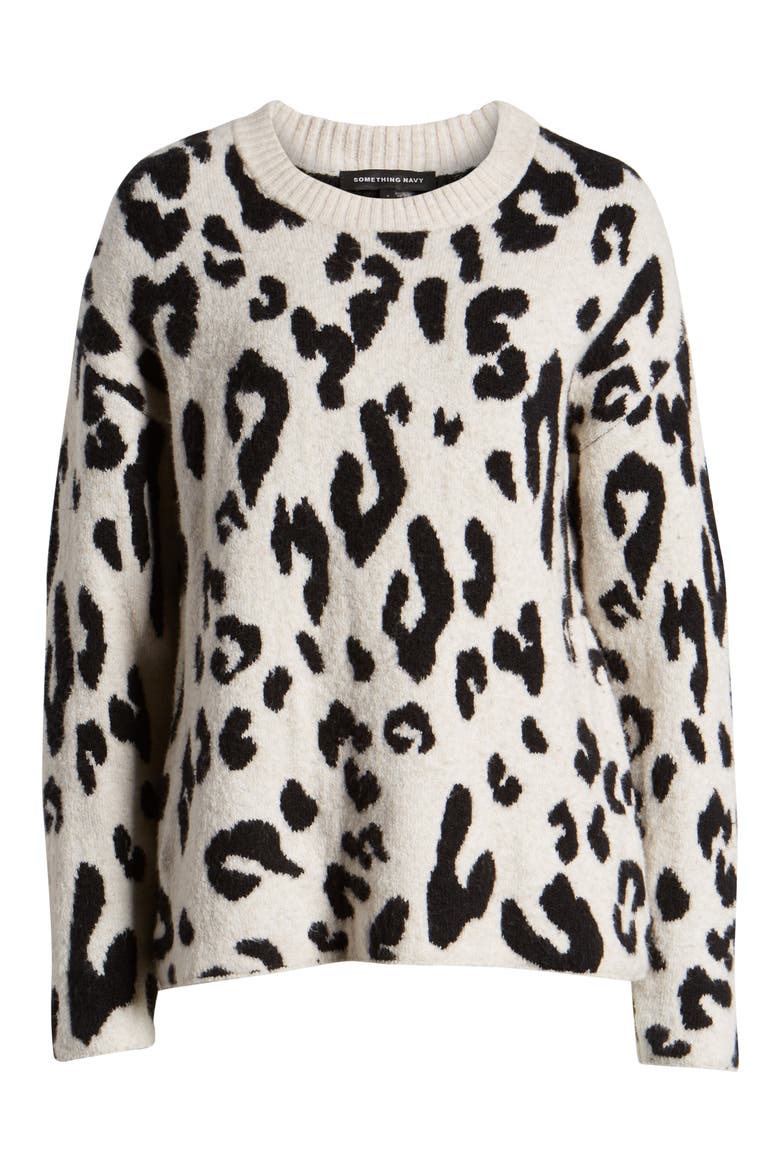 Leopard Crewneck Pullover (Nordstrom Exclusive), Alternate, color, BEIGE OATMEAL LEOPARD