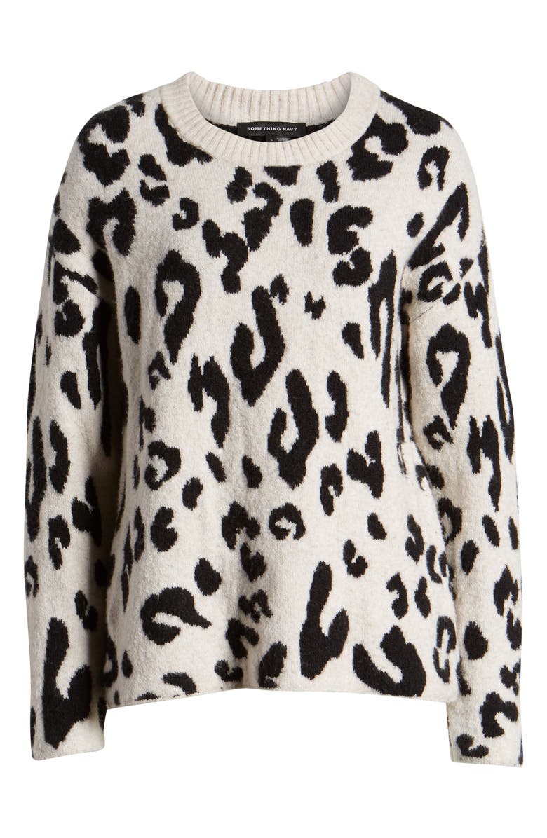 Something Navy Leopard Crewneck Pullover, Alternate, color, 